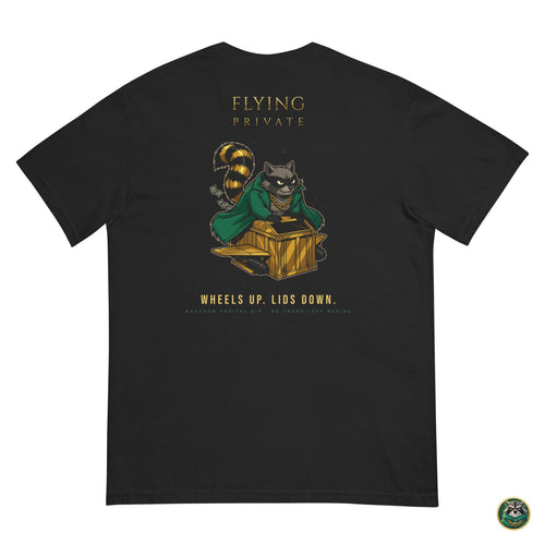 Flying Private Tee – Black – flat lay, back