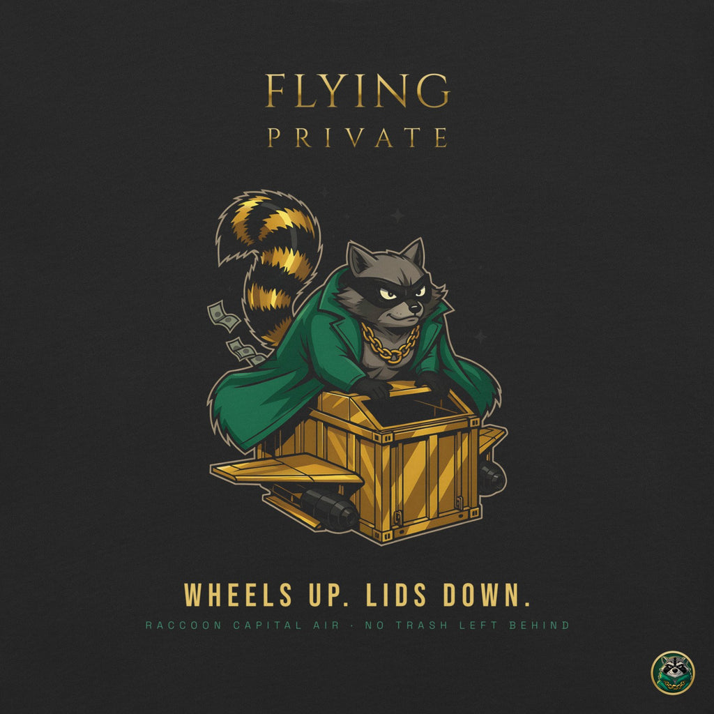Flying Private Tee – Black – back print close-up