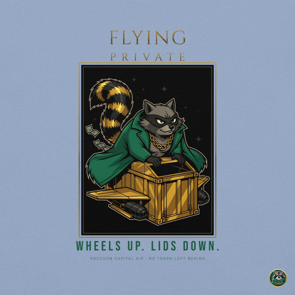 Flying Private Tee – Washed Denim – back