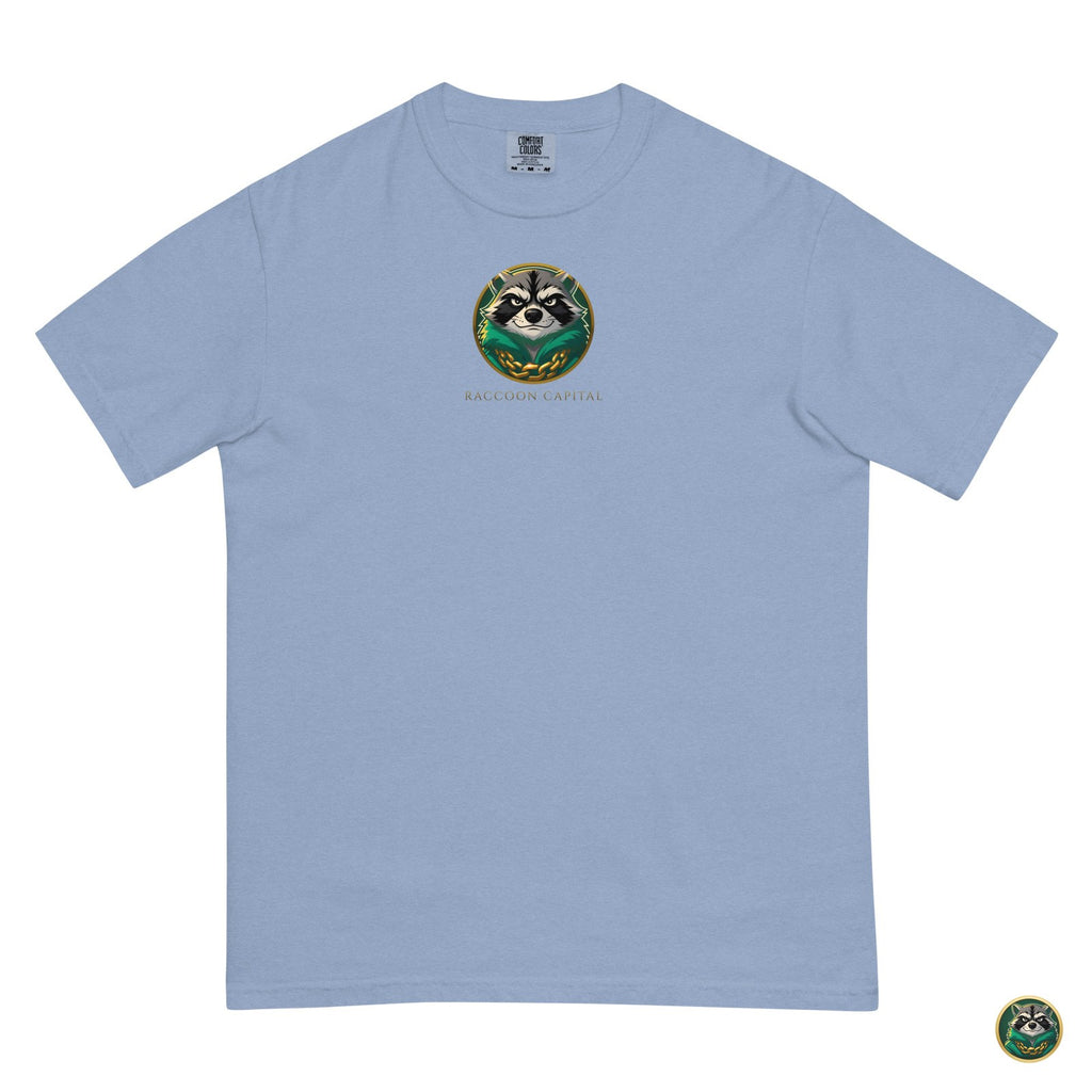 Flying Private Tee – Washed Denim – flat lay, front