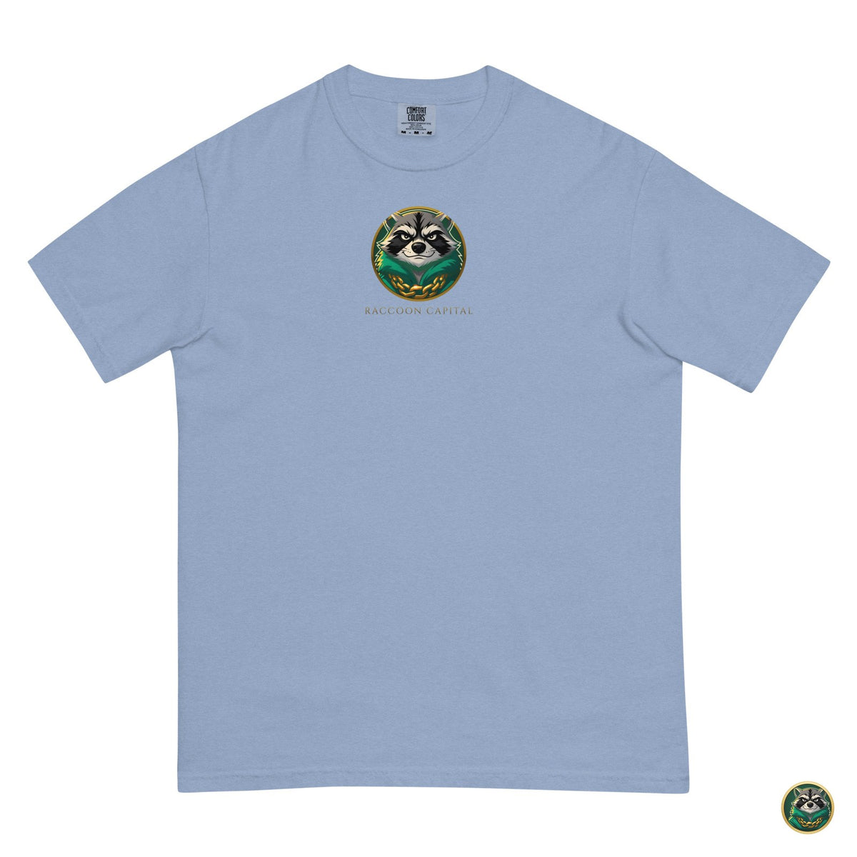 Flying Private Tee – Washed Denim – flat lay, front
