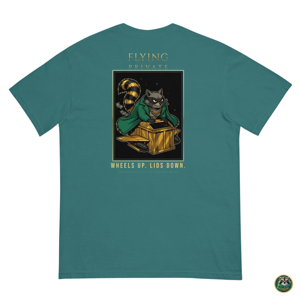 Flying Private Tee – Emerald – flat lay, back