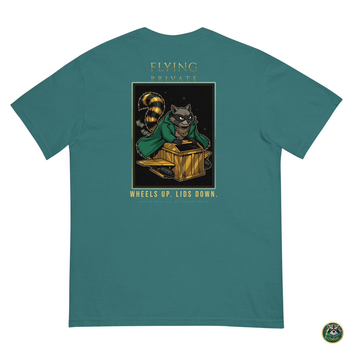 Flying Private Tee – Emerald – flat lay, back