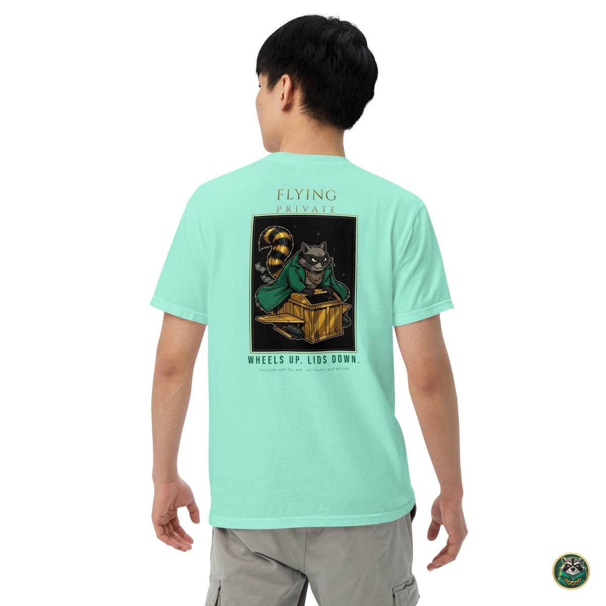Flying Private Tee – Chalky Mint – worn, back