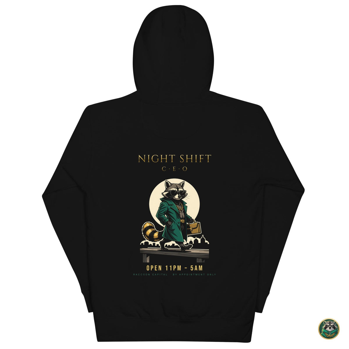 Night Shift CEO Hoodie – Black – back