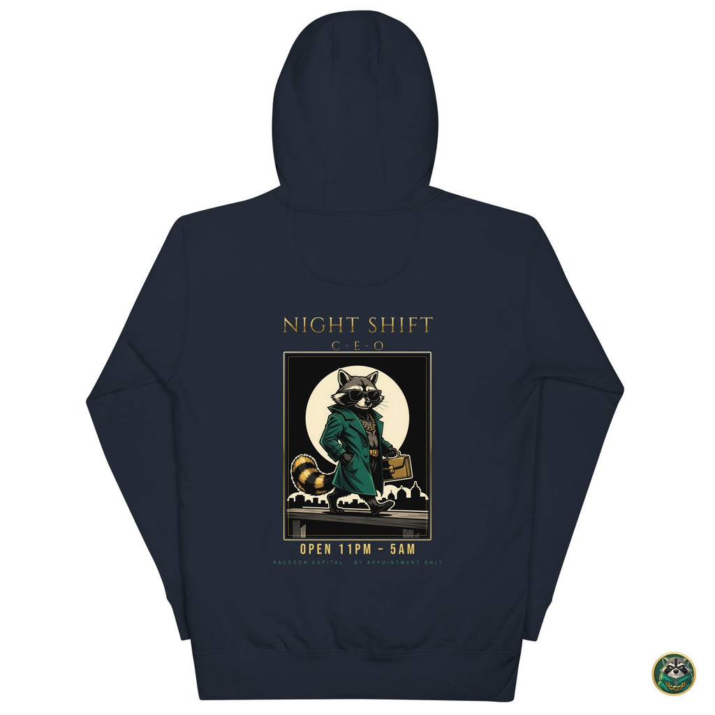 Night Shift CEO Hoodie – Navy Blazer – back