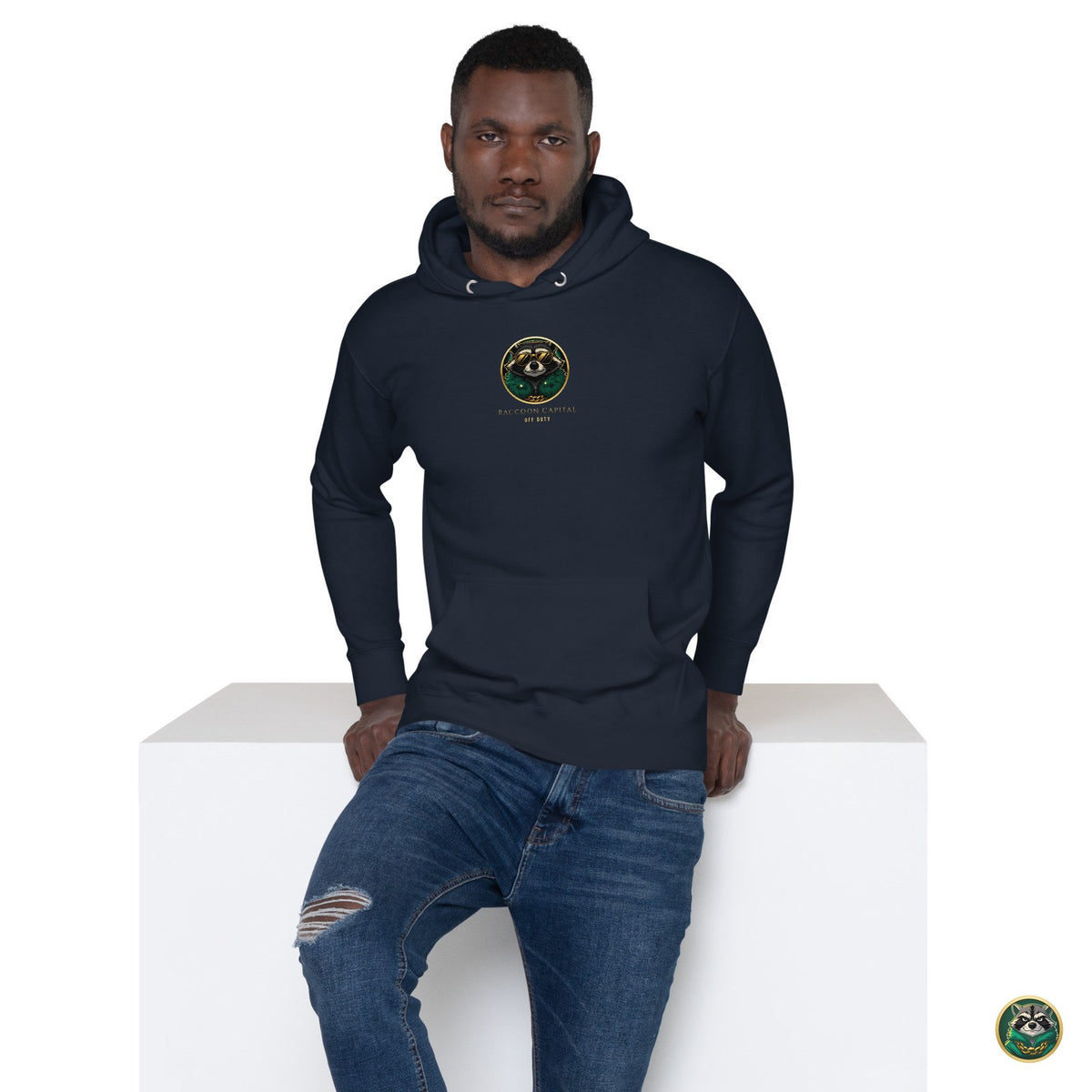 Night Shift CEO Hoodie – Navy Blazer – lifestyle, front