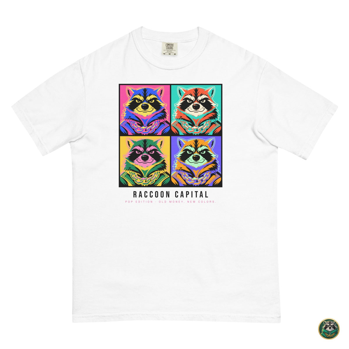 Pop Capital Tee – White – flat lay