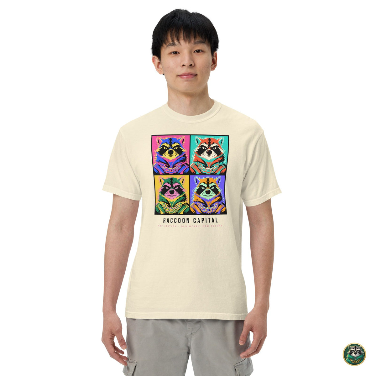 Pop Capital Tee – Ivory – on model