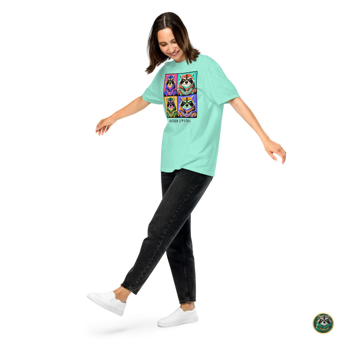 Pop Capital Tee – Chalky Mint – worn