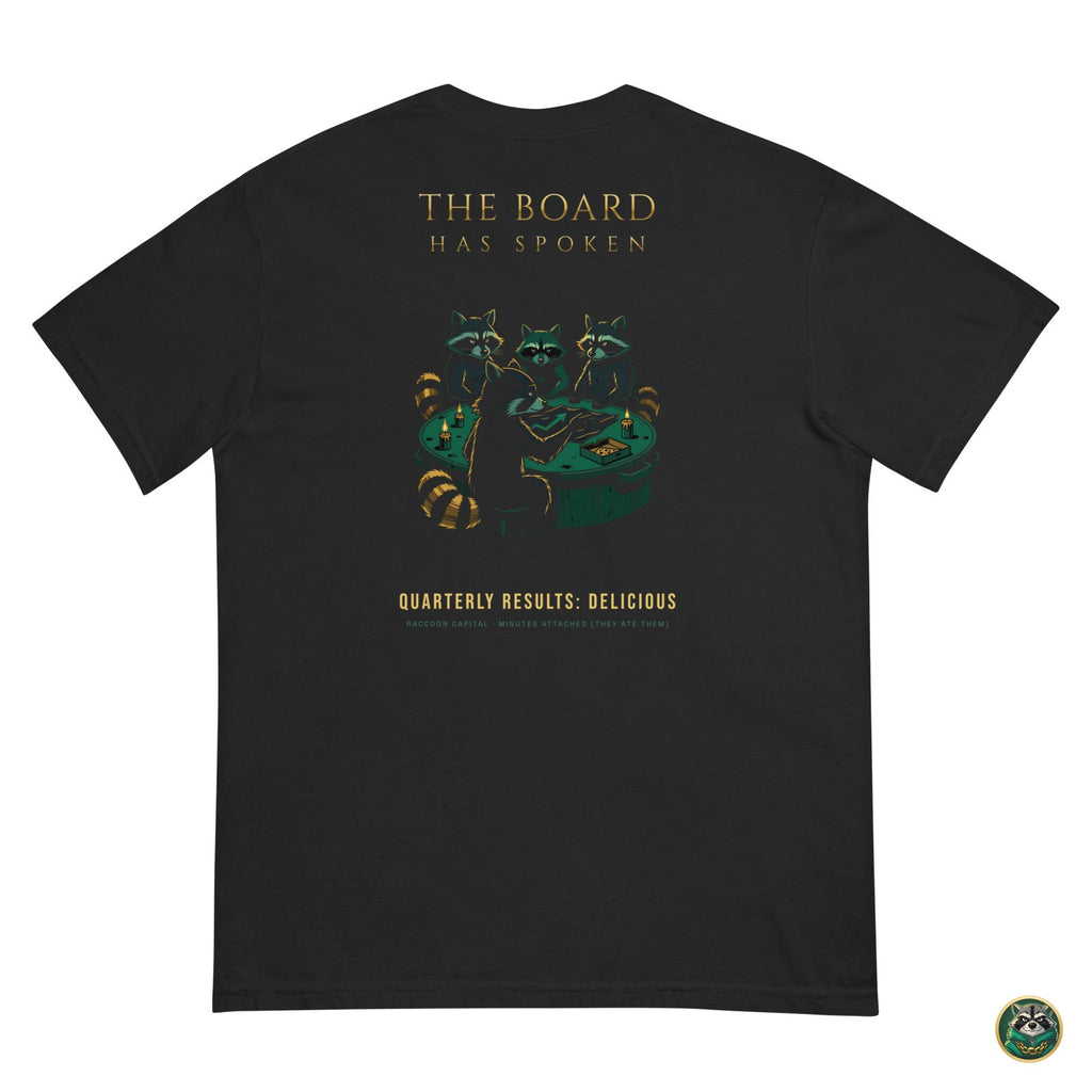 The Board Has Spoken Tee – Black – flat lay, back