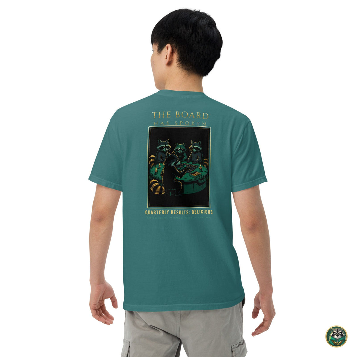 The Board Has Spoken Tee – Emerald – worn, back