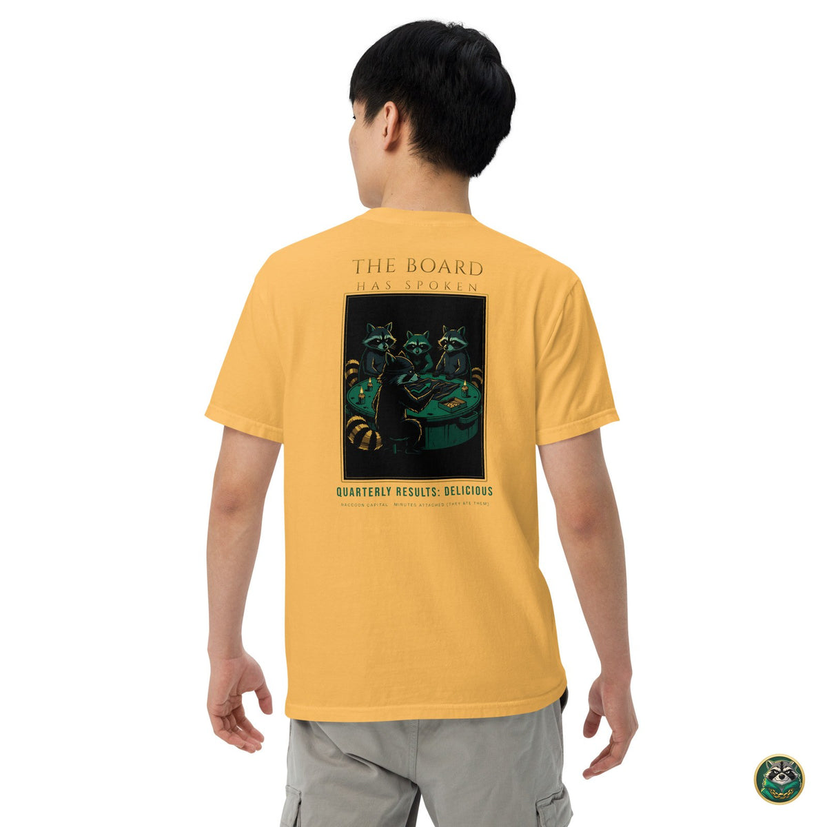 The Board Has Spoken Tee – Mustard – worn, back