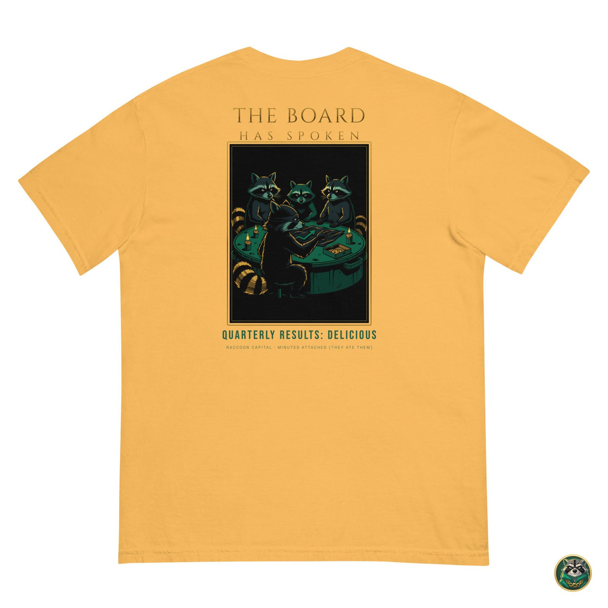 The Board Has Spoken Tee – Mustard – flat lay, back