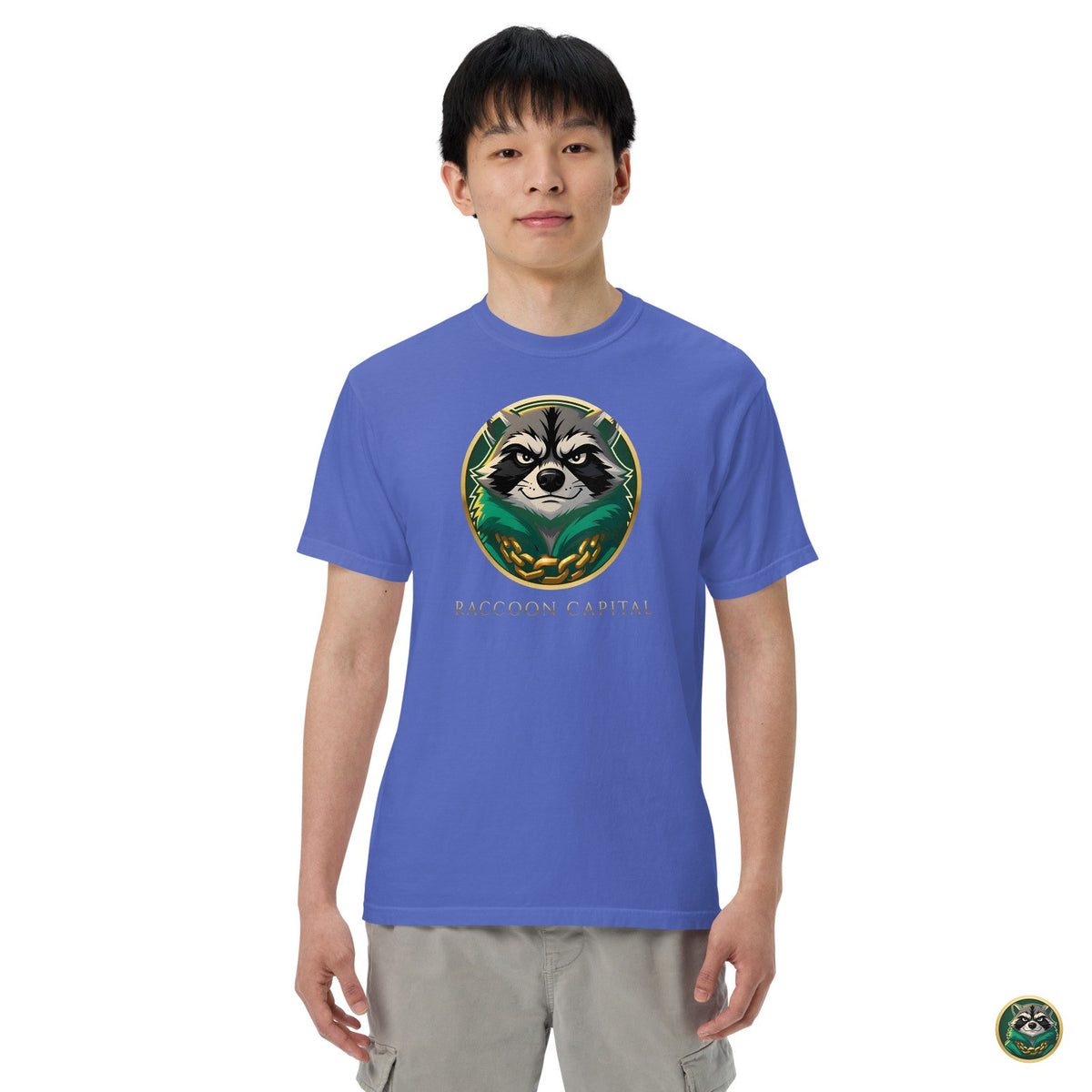 The Face Tee – Flo Blue – on model